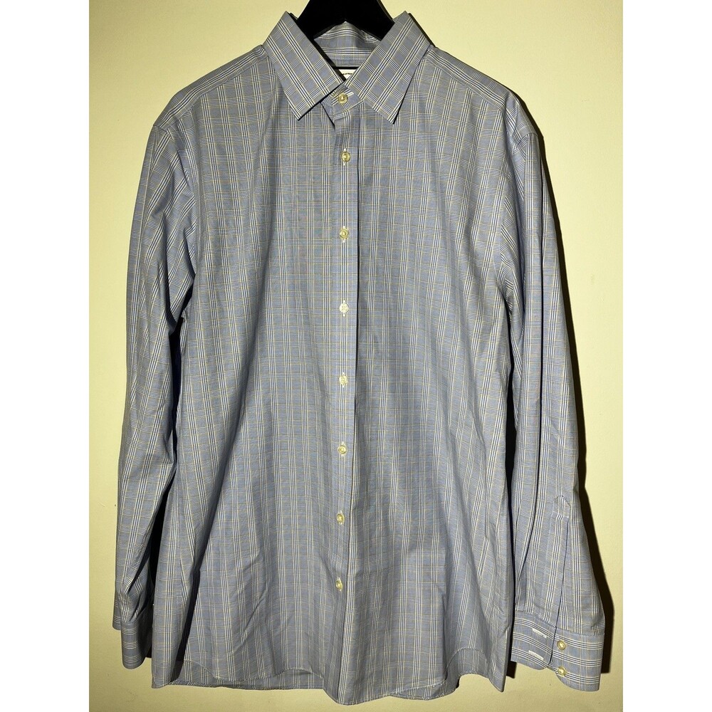 Charles Tyrwhitt Slim Fit Gingham Check Dress Shirt Mens 16 1/2 42in Blue Yellow
